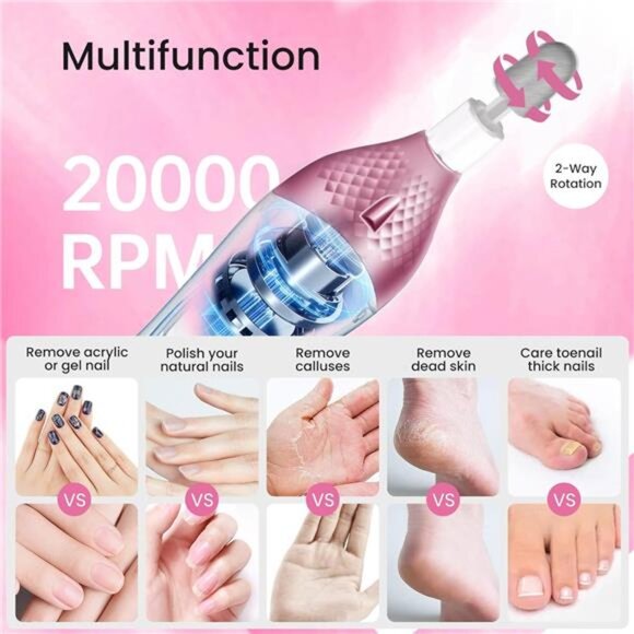 36-Piece Professional Manicure & Pedicure Kit, Cordless Nail Drill Machine - Picture 5 of 7